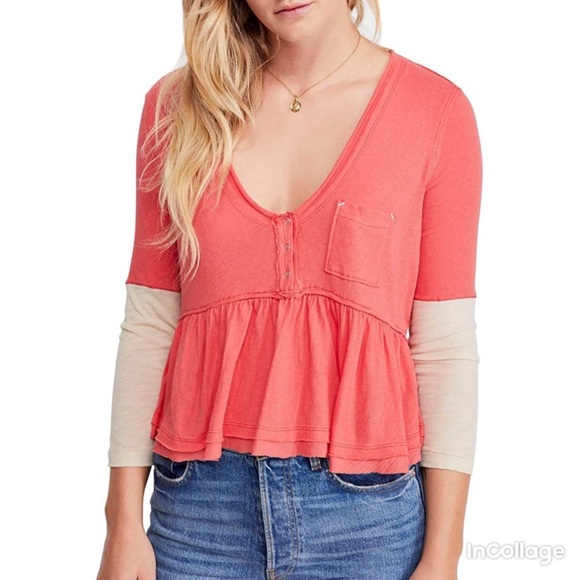 NWT Free People Women's Heart of Mine Colorblock Peplum Top size M - Picture 1 of 11